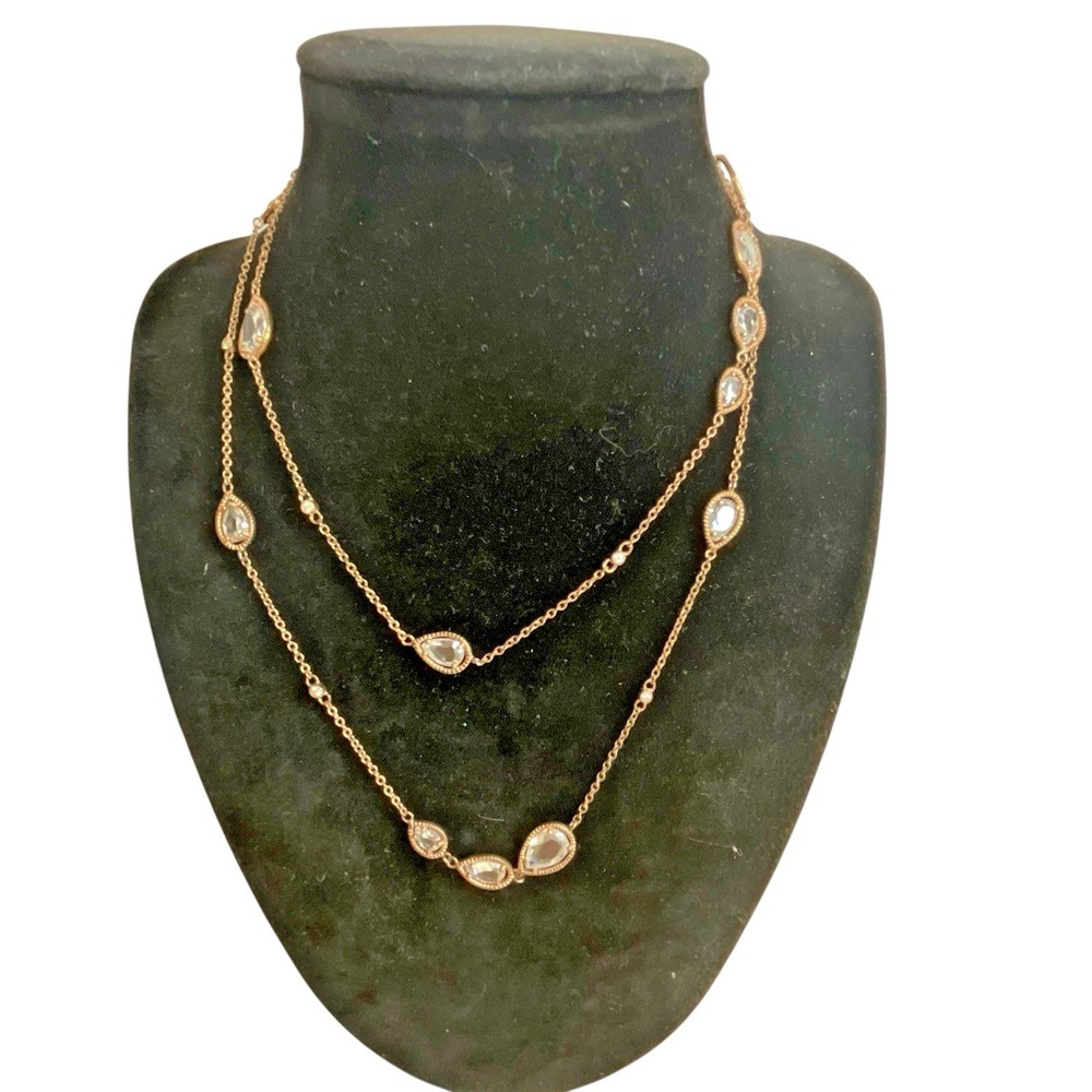 Château d'Argent Necklace Sterling & Cubic Zirconia Stations 32" - 2" extender